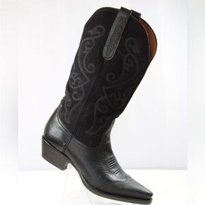 Nine West Leather Suede Pointed Toe Western Calf Length Women’s Black Boots Sz 8